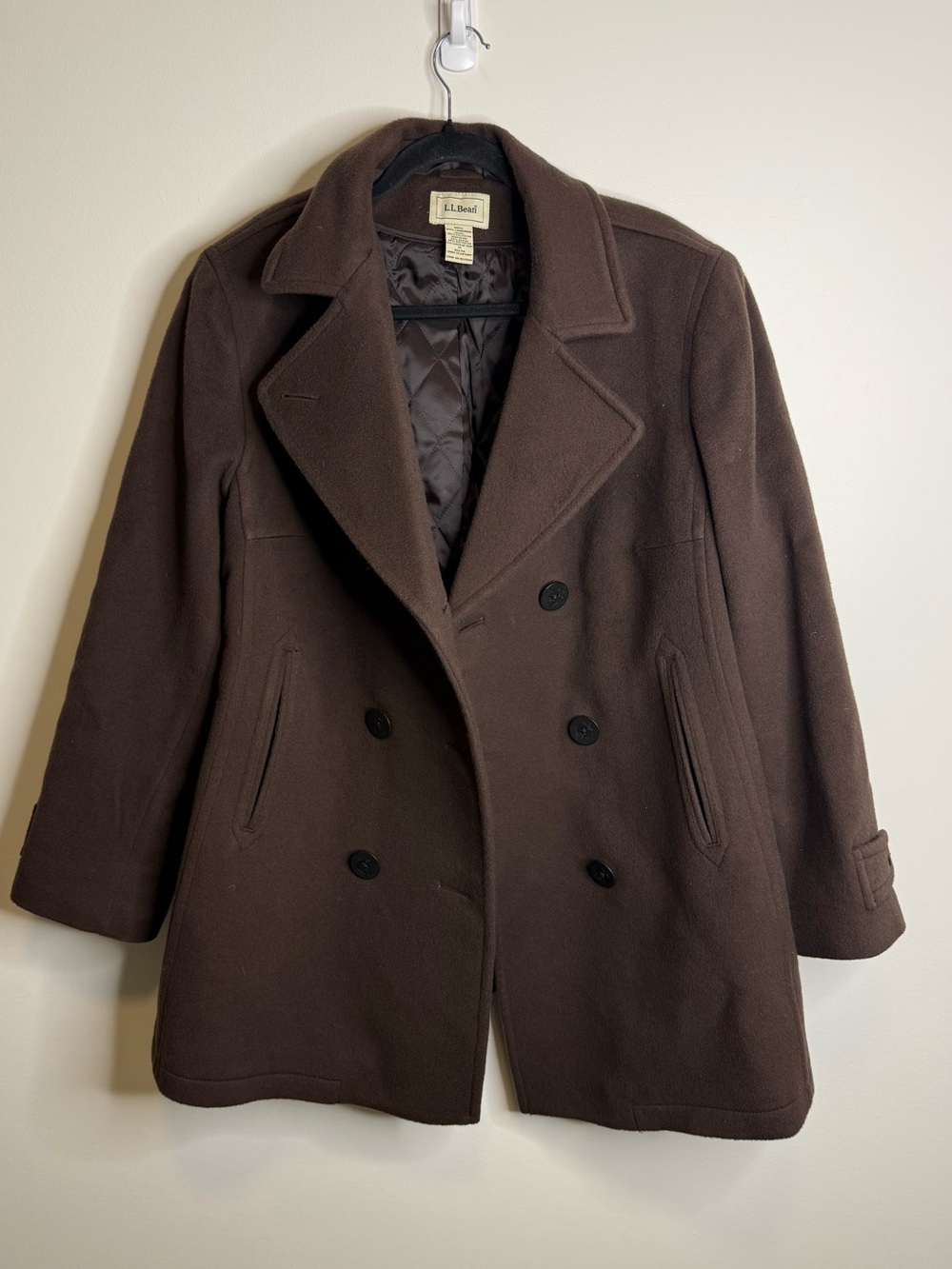 Women's LL BEAN Classic Lambswool brown Peacoat size 1x